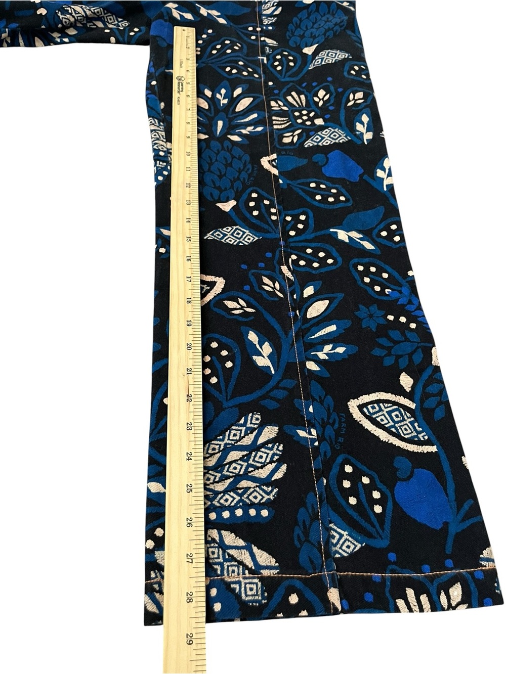 FARM Rio Macaw Forest Tropical Cotton Jumpsuit Black Blue Medium Anthropologie - Picture 13 of 16
